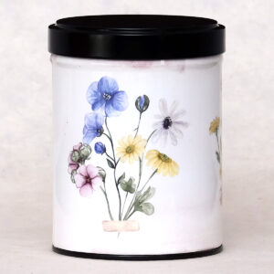 Boîte à thé illustrée empilable Fleurs des champs